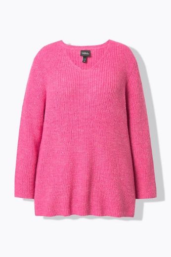 Plus size veliki brojevi Pulover dugih rukava V ovratnika za punije