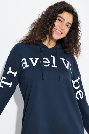 Plus size veliki brojevi Haljina midi dugih rukava s kapuljačom za punije