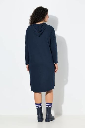 Plus size veliki brojevi Haljina midi dugih rukava s kapuljačom za punije