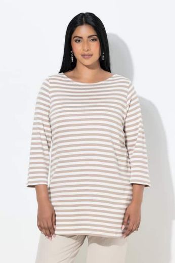 Plus size veliki brojevi Majica 3/4 rukava na pruge za punije