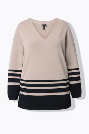 Plus size veliki brojevi Pulover dugih rukava V ovratnika za punije