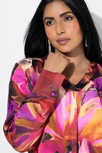 Plus size veliki brojevi Bluza dugih rukava V ovratnika za punije