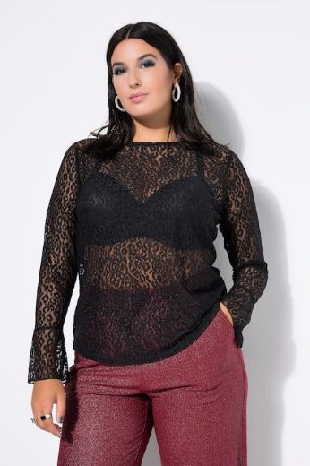 Plus size veliki brojevi Majica dugih rukava od prozirne čipke za punije