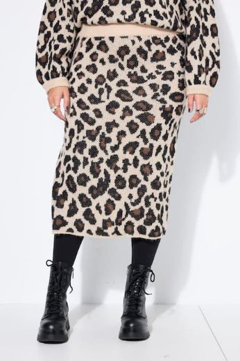Plus size veliki brojevi Suknja midi s leopard uzorkom za punije