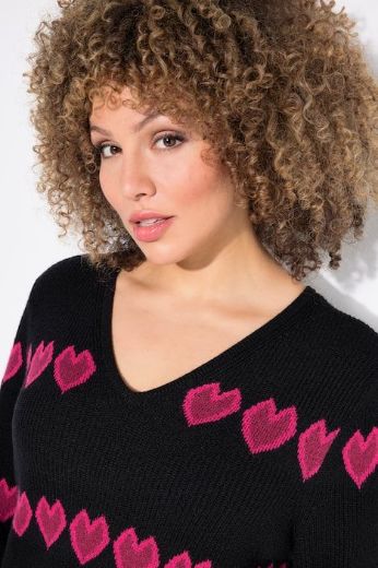 Plus size veliki brojevi Pulover dugih rukava V ovratnika za punije