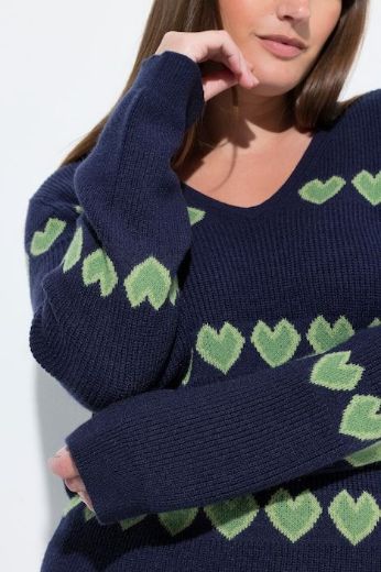 Plus size veliki brojevi Pulover dugih rukava V ovratnika za punije