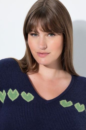 Plus size veliki brojevi Pulover dugih rukava V ovratnika za punije