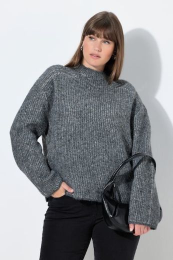 Plus size veliki brojevi Pulover na pruge povišenog ovratnika za punije