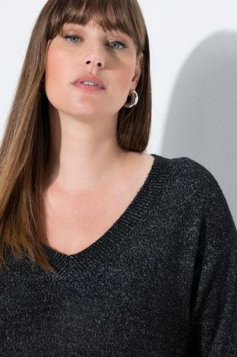 Plus size veliki brojevi Pulover dugih rukava V ovratnika za punije