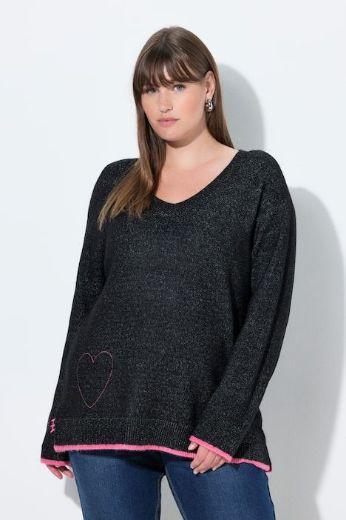 Plus size veliki brojevi Pulover dugih rukava V ovratnika za punije