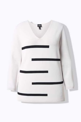 Plus size veliki brojevi Pulover dugih rukava V ovratnika za punije