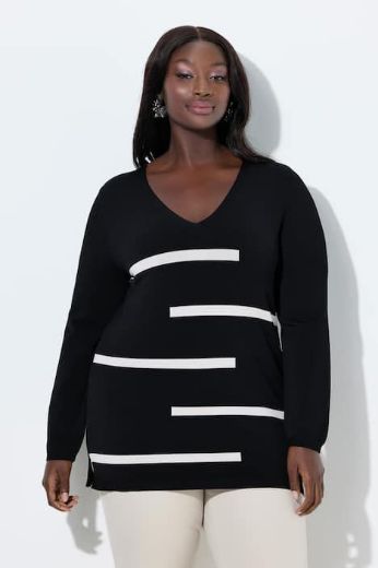 Plus size veliki brojevi Pulover dugih rukava V ovratnika za punije