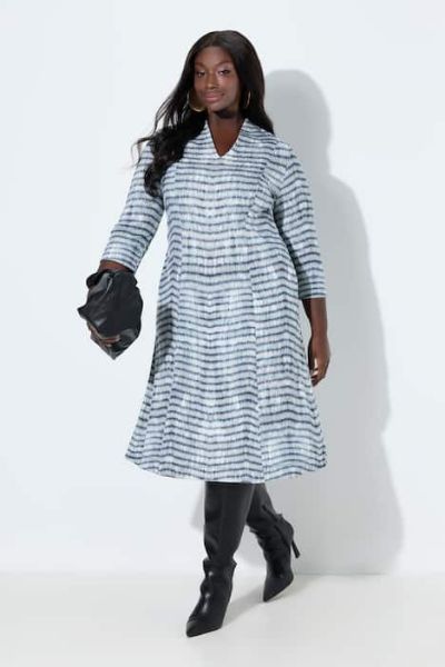 Veliki brojevi Haljina midi 3/4 rukava moda za punije