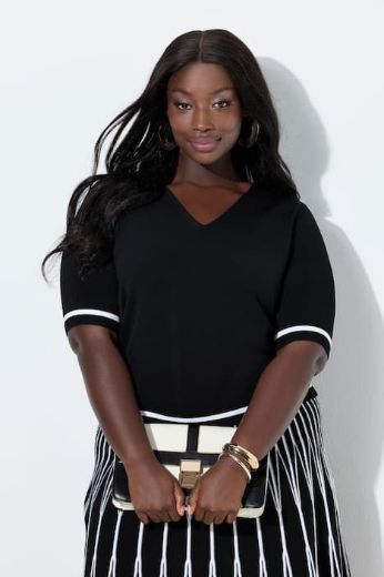 Plus size veliki brojevi Pulover kratkih rukava V ovratnika za punije