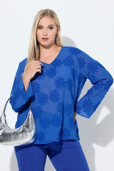 Veliki brojevi Bluza dugih rukava V ovratnika moda za punije