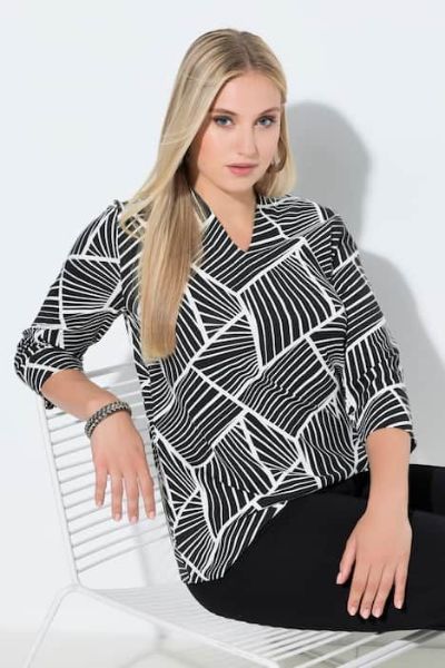 Veliki brojevi Majica 3/4 rukava V ovratnika moda za punije