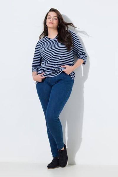 Veliki brojevi Traperice uskih nogavica elastičnog struka moda za punije