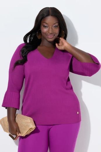 Plus size veliki brojevi Pulover 3/4 rukava V ovratnika za punije