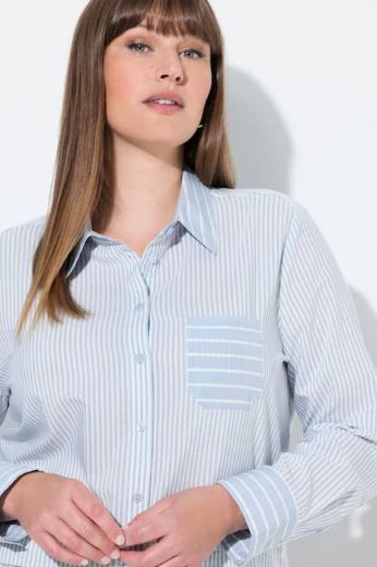 Plus size veliki brojevi Košulja dugih rukava na pruge dužeg kroja za punije