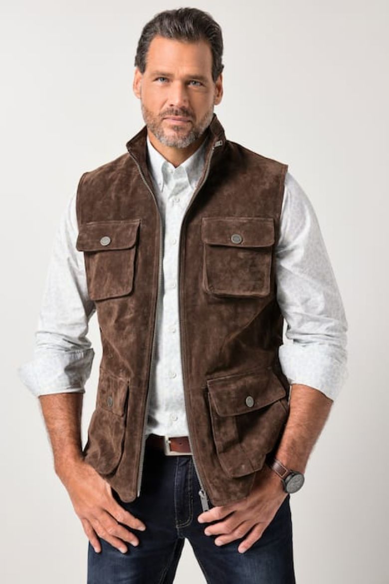 Plus size veliki brojevi Prsluk kožni sa patentnim zatvaračem za punije