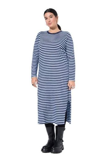 Plus size veliki brojevi Haljina dugih rukava s prugama za punije