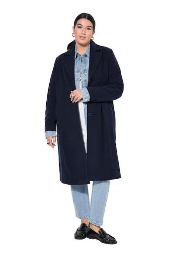 Plus size veliki brojevi Kaput vunenog izgleda dužeg kroja za punije