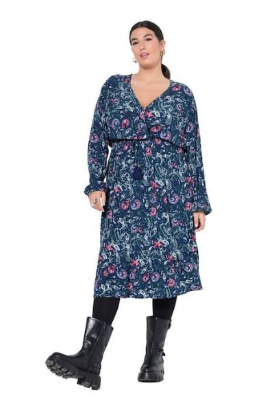 Veliki brojevi Haljina maxi  dugih rukava V ovratnika moda za punije