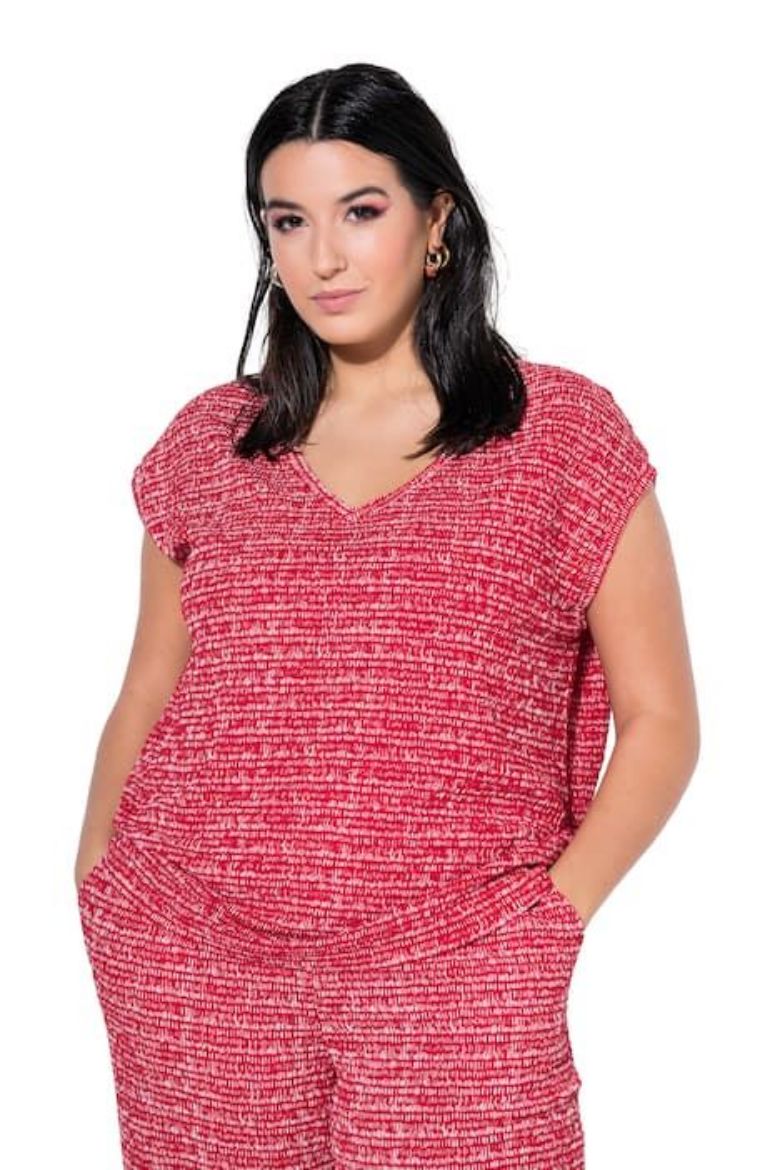 Plus size veliki brojevi Majica kratkih rukava šireg kroja V ovratnika za punije