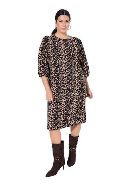 Veliki brojevi Haljina okruglog ovratnika moda za punije