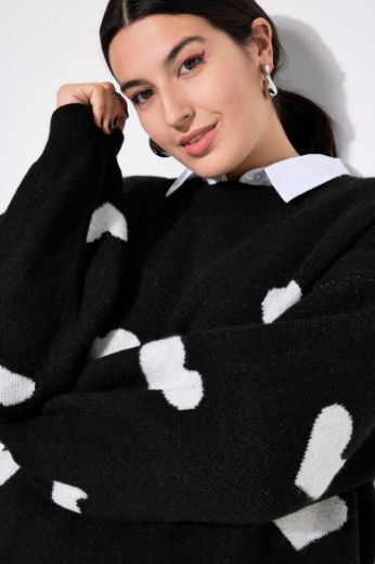 Plus size veliki brojevi Pulover s printom srca za punije