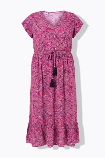 Plus size veliki brojevi Haljina maxi kratkih rukava na volane za punije