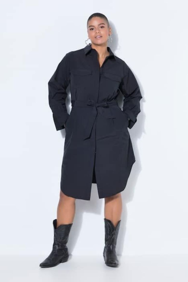 Plus size veliki brojevi Haljina dugih rukava na vezanje za punije