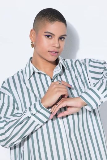 Plus size veliki brojevi Košulja dugih rukava na pruge za punije