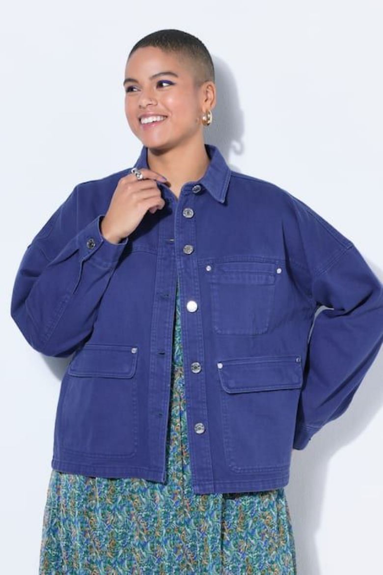 Plus size veliki brojevi Košulja traper širokog kroja s 3 džepa za punije