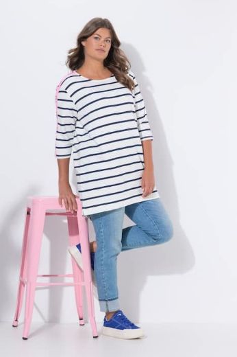 Plus size veliki brojevi Majica prugasta sa dugim rukavima za punije