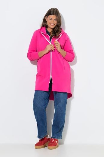 Plus size veliki brojevi Majica dugih rukava s patentnim zatvaračem i kapuljačom dužeg kroja za punije