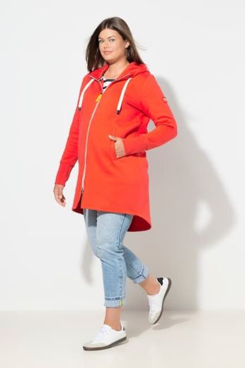 Plus size veliki brojevi Majica dugih rukava s patentnim zatvaračem i kapuljačom dužeg kroja za punije