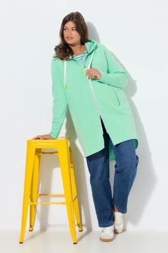 Plus size veliki brojevi Majica dugih rukava s patentnim zatvaračem i kapuljačom dužeg kroja za punije