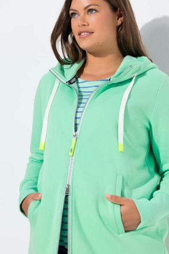 Plus size veliki brojevi Majica dugih rukava s patentnim zatvaračem i kapuljačom dužeg kroja za punije