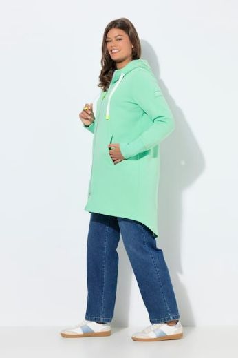 Plus size veliki brojevi Majica dugih rukava s patentnim zatvaračem i kapuljačom dužeg kroja za punije