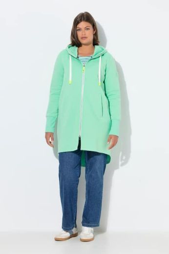 Plus size veliki brojevi Majica dugih rukava s patentnim zatvaračem i kapuljačom dužeg kroja za punije