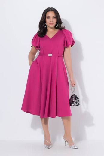 Plus size veliki brojevi Haljina midi kratkih rukava svečana za punije