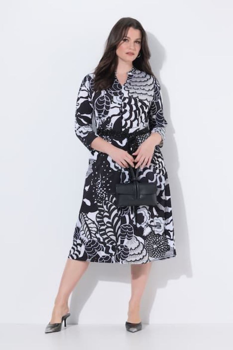 Plus size veliki brojevi Haljina midi 3/4 rukava za punije