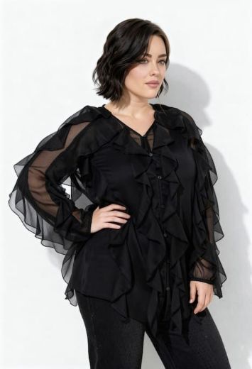 Plus size veliki brojevi Bluza dugih rukava na volane za punije