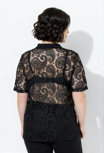 Plus size veliki brojevi Majica Polo s dodatkom prozirne čipke za punije