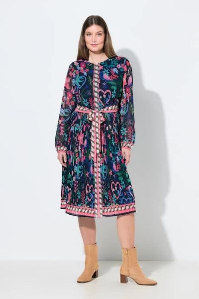 Veliki brojevi Haljina midi dugih rukava A kroja moda za punije