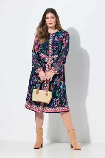 Plus size veliki brojevi Haljina midi dugih rukava A kroja za punije