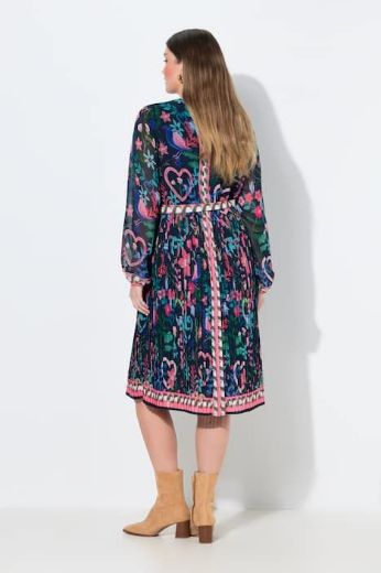 Plus size veliki brojevi Haljina midi dugih rukava A kroja za punije