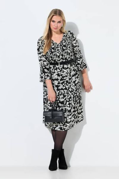 Veliki brojevi Haljina midi 3/4 rukava moda za punije