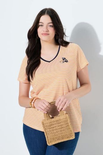 Plus size veliki brojevi Majica kratkih rukava V ovratnika za punije